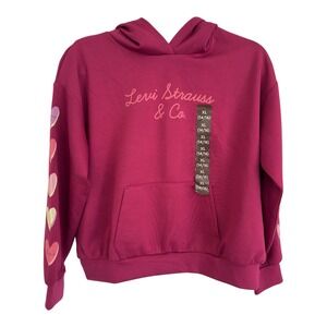 Levi's Girls Raspberry Radiance Heart Sleeve Hoodie XL 14/16 41P403-PAQ NEW